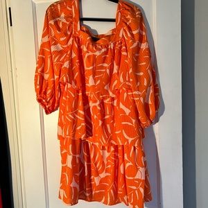Who What Wear for Target orange fringe layer dress
